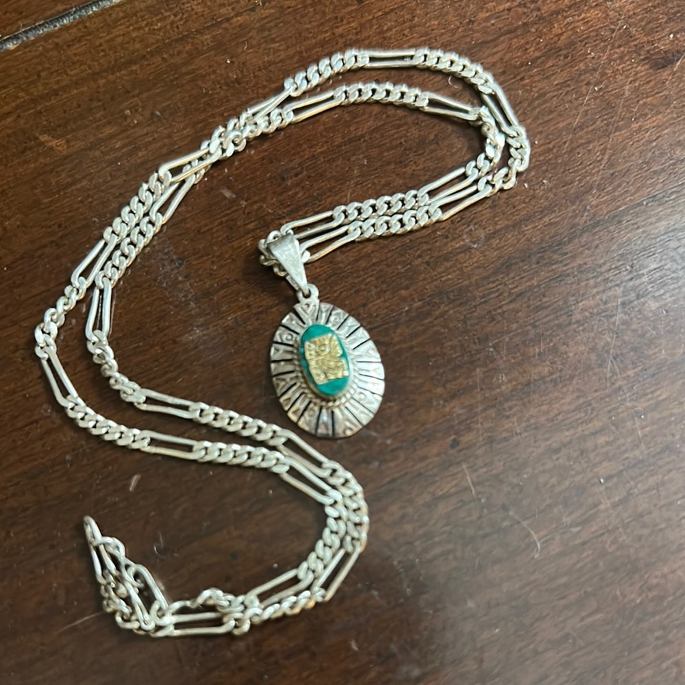 Genuine silver Navajo pendant necklace